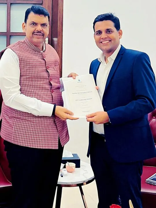GCCPROs founder Shammi Prabhakar with Chief Minister Devendra Fadnavis